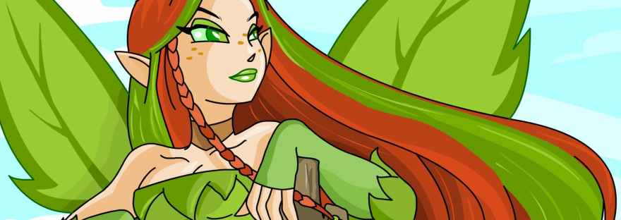 Neopet's Illusen, the Earth Faerie of Meridell, poses.